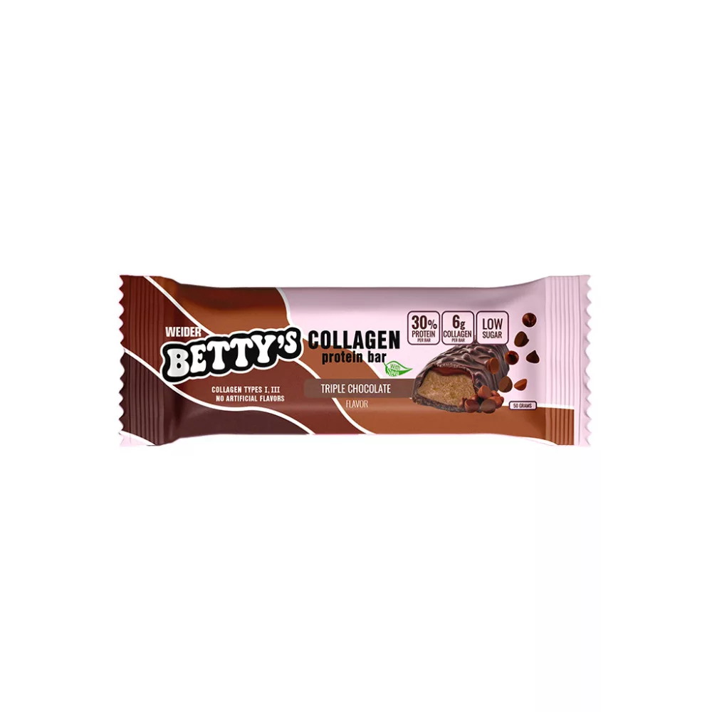 WEIDER ® BETTY'S COLLAGEN BAR - BETTY'S KOLLAGÉN FEHÉRJESZELET - 12X50 g -csokis málna - Image 6
