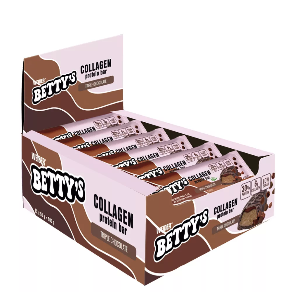 WEIDER ® BETTY'S COLLAGEN BAR - BETTY'S KOLLAGÉN FEHÉRJESZELET - 12X50 g -csokis málna - Image 3