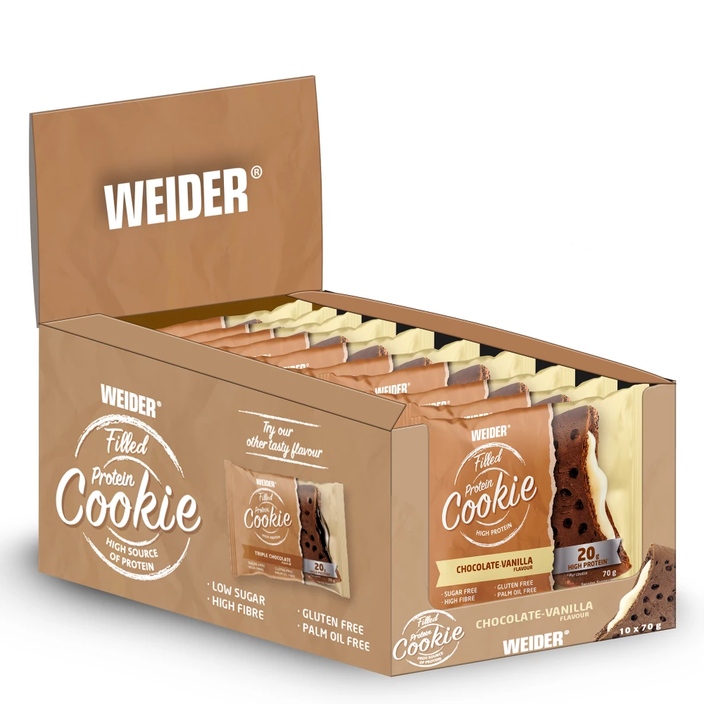 WEIDER ® Filled Protein cookie - töltött fehérjés keksz -10X70g - Image 4