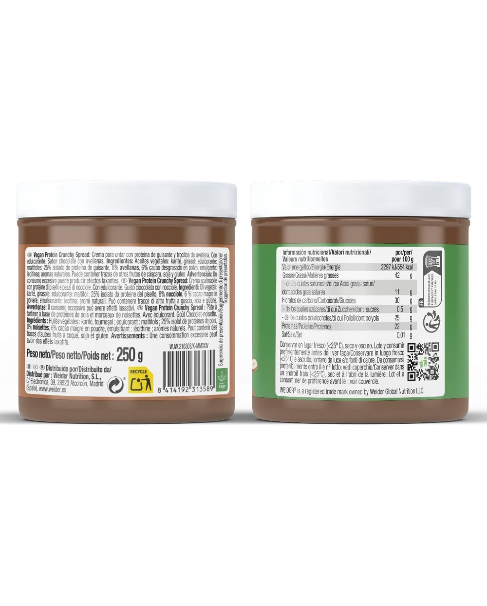 WEIDER ® Protein Cream Crunchy – Ropogós csokis-mogyorókrém magas fehérjetartalommal - 250g - Image 2